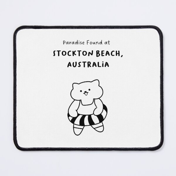 Item preview, Stockton Beach, Australia | Line-drawn Cat in a Float Ring | Handwritten-style Font designed and sold by RM-Journey.