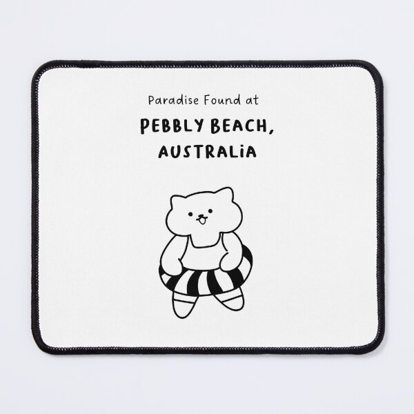 Item preview, Pebbly Beach, Australia | Line-drawn Cat in a Float Ring | Handwritten-style Font designed and sold by RM-Journey.