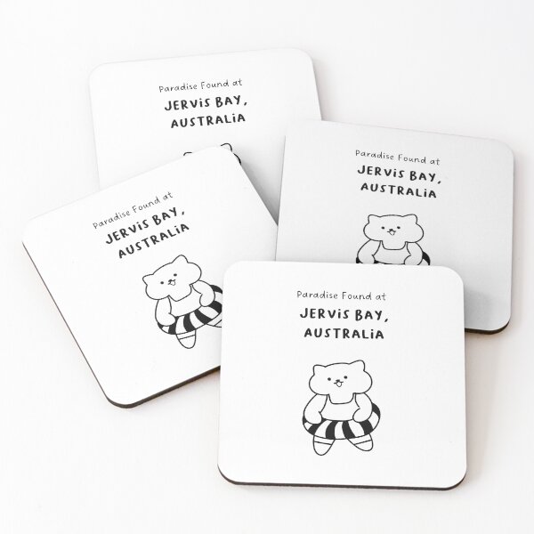 Item preview, Jervis Bay, Australia | Line-drawn Cat in a Float Ring | Handwritten-style Font designed and sold by RM-Journey.