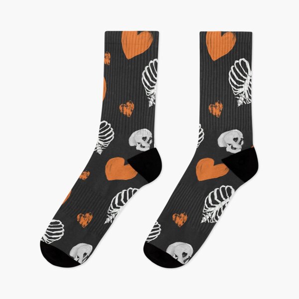 Item preview, spooky and cute hearts and skeletons, halloween pattern designed and sold by in-leggings.