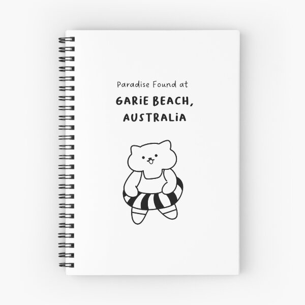 Item preview, Garie Beach, Australia | Line-drawn Cat in a Float Ring | Handwritten-style Font designed and sold by RM-Journey.