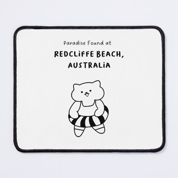 Item preview, Redcliffe Beach, Australia | Line-drawn Cat in a Float Ring | Handwritten-style Font designed and sold by RM-Journey.
