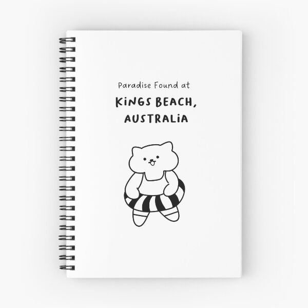 Item preview, Kings Beach, Australia | Line-drawn Cat in a Float Ring | Handwritten-style Font designed and sold by RM-Journey.