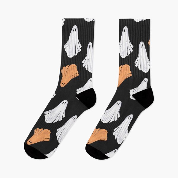 Item preview, spooky white and orange ghosts, halloween pattern designed and sold by in-leggings.