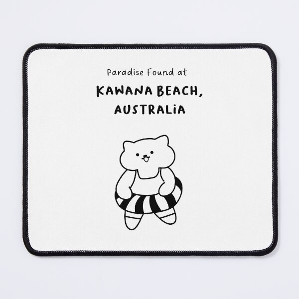 Item preview, Kawana Beach, Australia | Line-drawn Cat in a Float Ring | Handwritten-style Font designed and sold by RM-Journey.