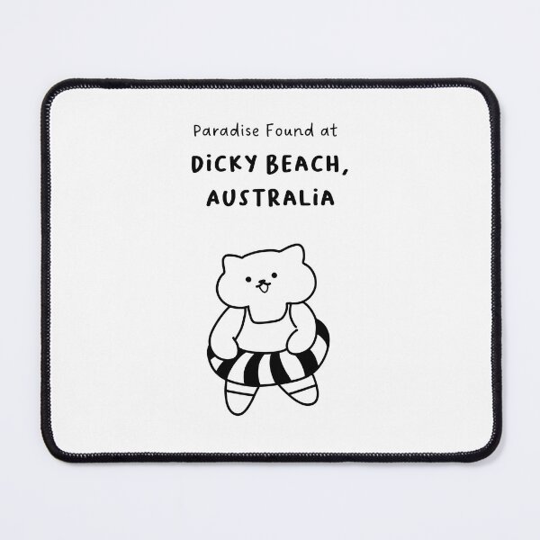 Item preview, Dicky Beach, Australia | Line-drawn Cat in a Float Ring | Handwritten-style Font designed and sold by RM-Journey.