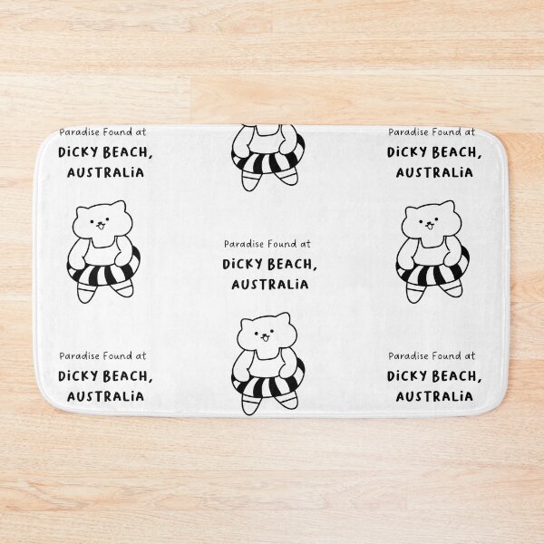 Item preview, Dicky Beach, Australia | Line-drawn Cat in a Float Ring | Handwritten-style Font designed and sold by RM-Journey.