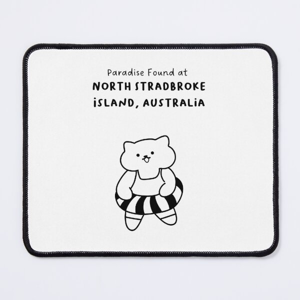 Item preview, North Stradbroke Island, Australia | Line-drawn Cat in a Float Ring | Handwritten-style Font designed and sold by RM-Journey.