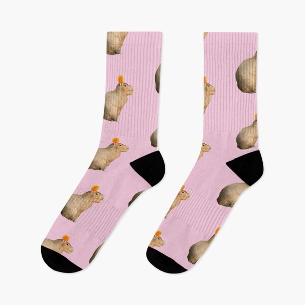 Item preview, Capybara with Orange on Head Pink Background designed and sold by GeekyGirlsGarb.