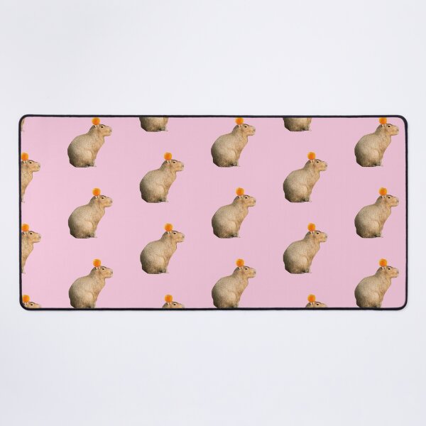 Item preview, Capybara with Orange on Head Pink Background designed and sold by GeekyGirlsGarb.
