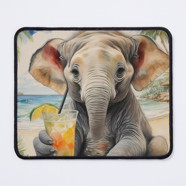 Item preview, Elephant Drinking Cocktail, Animal Holding Drink designed and sold by EnchantedWishes.