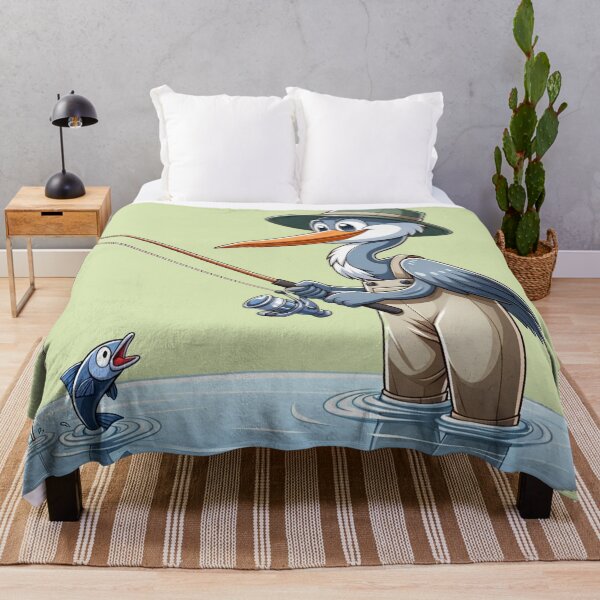 Item preview, A Heron fishing in the river wearing waders designed and sold by ThoughtTangents.