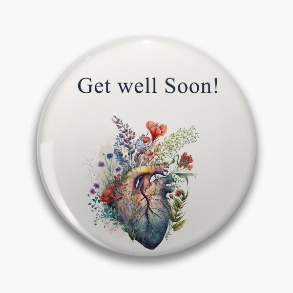 Item preview, Get well soon card with a floral botanical anatomy heart illustration designed and sold by EmeraldeaArt.