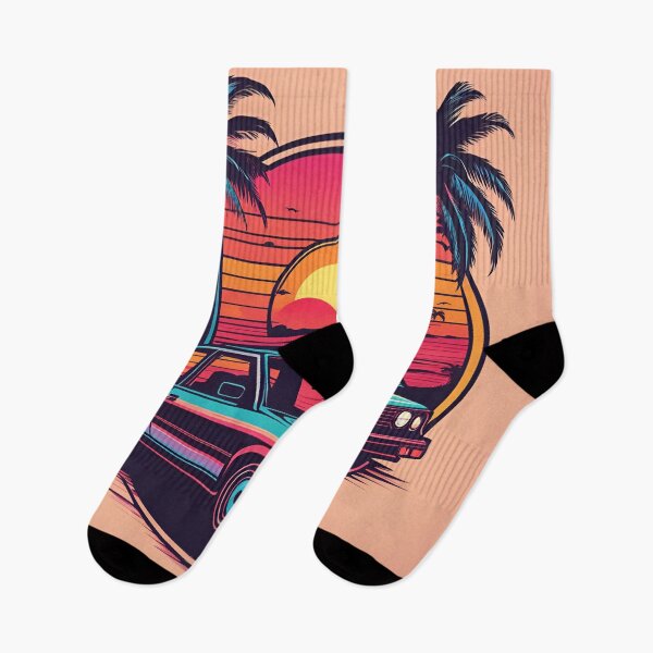 Item preview, Palm Tree Retro 80s Sunset Beach with Car designed and sold by BigKingMonkey.