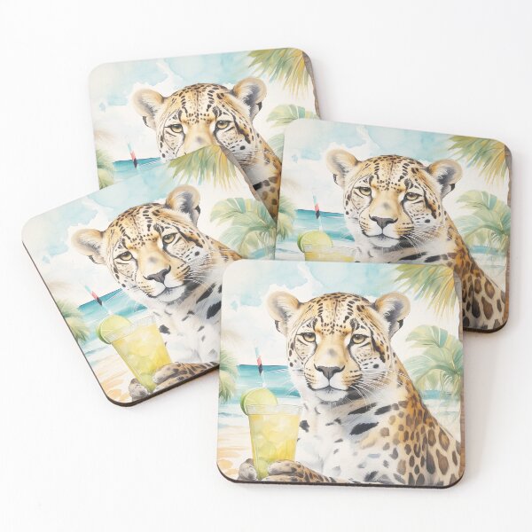Item preview, Cheetah Holding Cocktail, Animal with Drink designed and sold by EnchantedWishes.