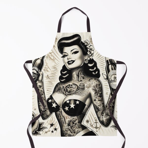 Item preview, Retro Tattooed Beer Girl designed and sold by PulpVintage.