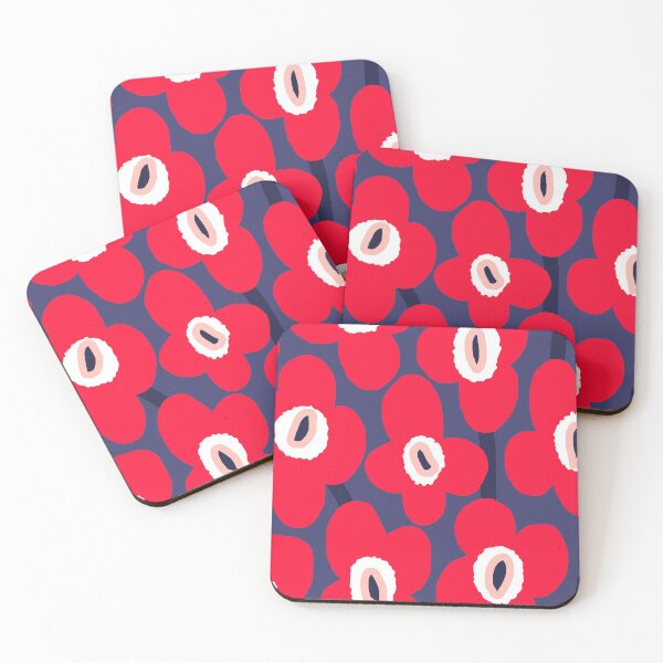 Item preview, Iconic Retro Scandinavian Flowers in American Blue and Red designed and sold by Deutschic.