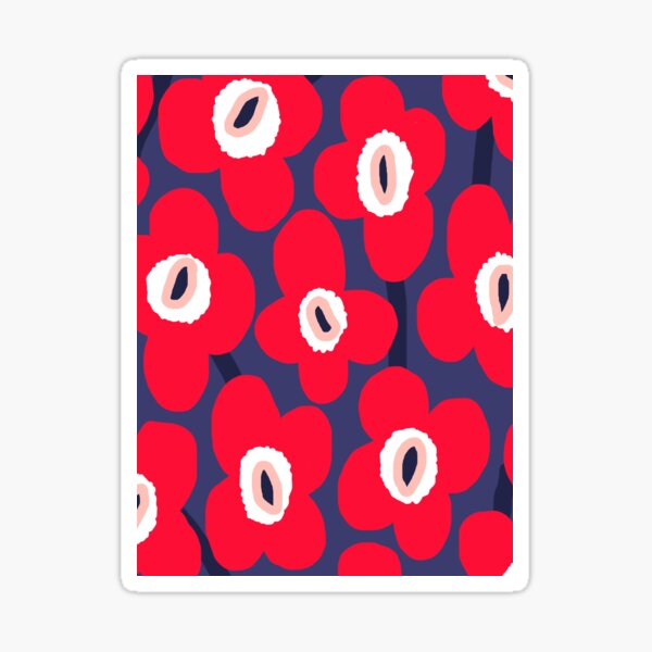Item preview, Iconic Retro Scandinavian Flowers in American Blue and Red designed and sold by Deutschic.