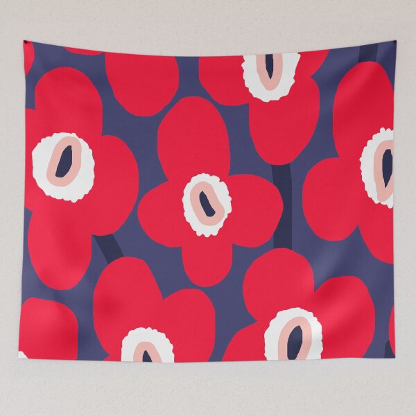 Item preview, Iconic Retro Scandinavian Flowers in American Blue and Red designed and sold by Deutschic.