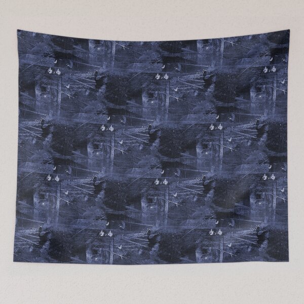 Item preview, Grunge Bird Landscape Pattern in Navy Blue designed and sold by Artistestella.