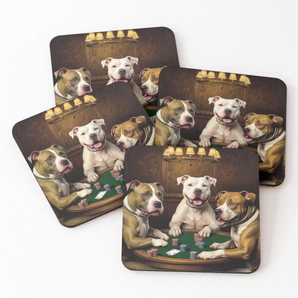 Item preview, Dogs Playing Poker Pitties Pittbull Pittbulls Pitt Bull Bulls Dog Card Game Cards designed and sold by Draculaura2009.