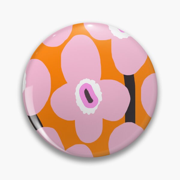 Item preview, Iconic Retro Scandinavian Flowers in Baby Pink and Amber Orange designed and sold by Deutschic.
