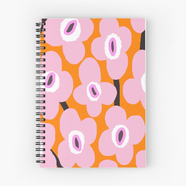 Item preview, Iconic Retro Scandinavian Flowers in Baby Pink and Amber Orange designed and sold by Deutschic.