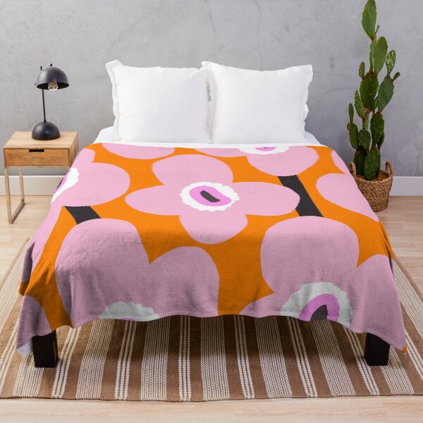 Item preview, Iconic Retro Scandinavian Flowers in Baby Pink and Amber Orange designed and sold by Deutschic.