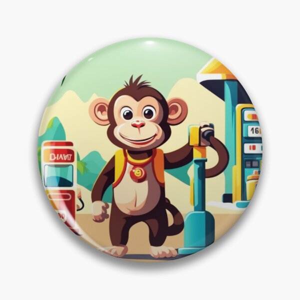 Item preview,  Cute Monkey Gas Station Cartoon Vector Icon Illustration designed and sold by hjian8219.