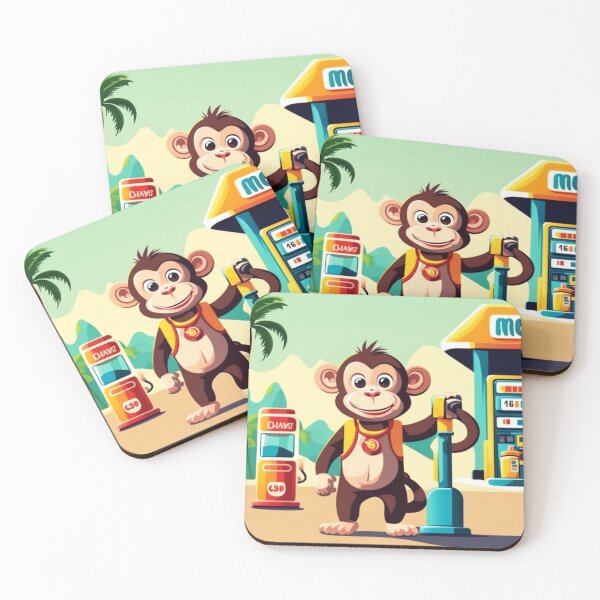 Item preview,  Cute Monkey Gas Station Cartoon Vector Icon Illustration designed and sold by hjian8219.