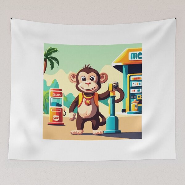 Item preview,  Cute Monkey Gas Station Cartoon Vector Icon Illustration designed and sold by hjian8219.