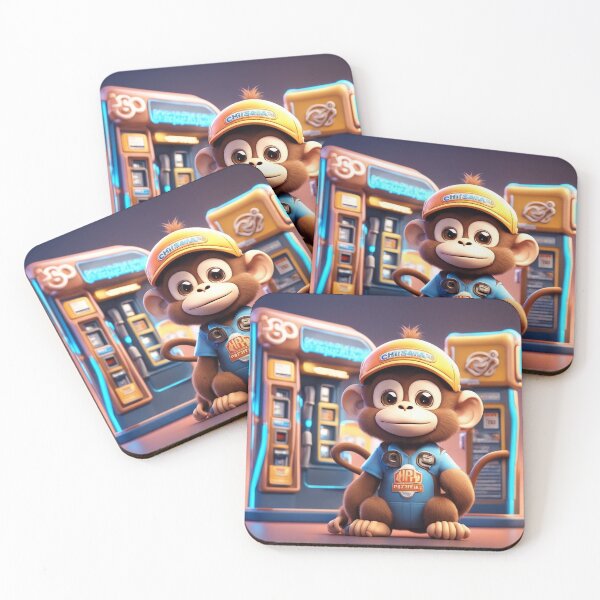 Item preview,  Cute Monkey Gas Station Cartoon Vector Icon Illustration designed and sold by hjian8219.