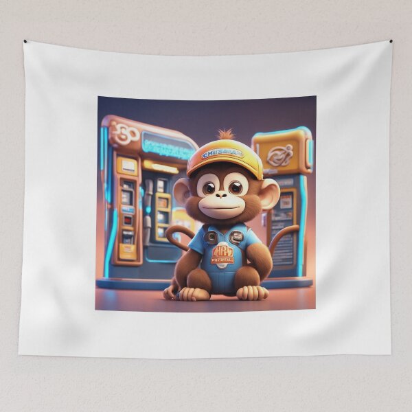 Item preview,  Cute Monkey Gas Station Cartoon Vector Icon Illustration designed and sold by hjian8219.