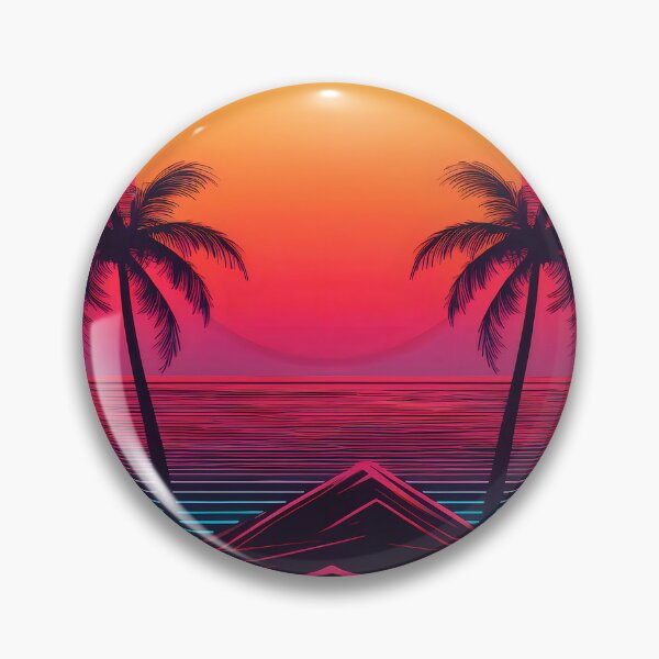 Item preview, Retro vintage sunset over palm island synthwave style designed and sold by analogsandpixel.