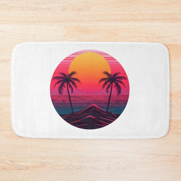 Item preview, Retro vintage sunset over palm island synthwave style designed and sold by analogsandpixel.