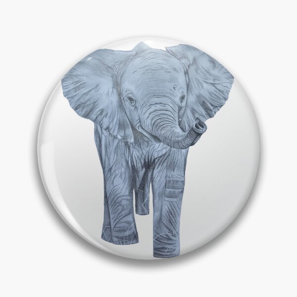 Item preview, Elephant calf cute graphite pencil drawing designed and sold by CreativelySophG.