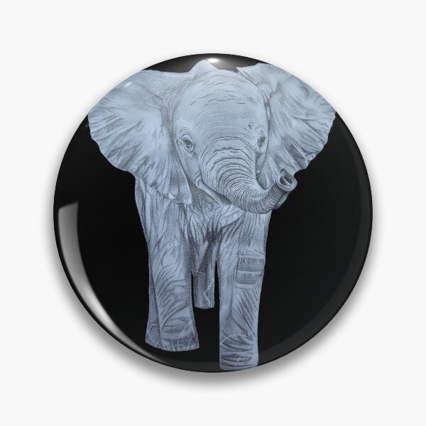 Item preview, Elephant calf cute graphite pencil drawing designed and sold by CreativelySophG.