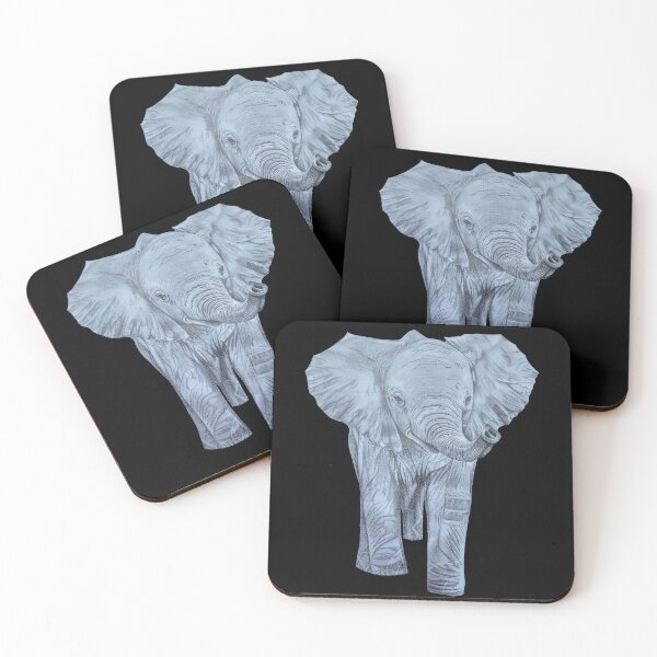 Item preview, Elephant calf cute graphite pencil drawing designed and sold by CreativelySophG.