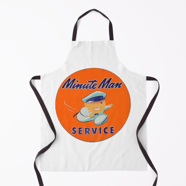 Item preview, minute man service round orange vintage gas station sign designed and sold by PIXEL POP DESIGNS - Beyond the Norm!.