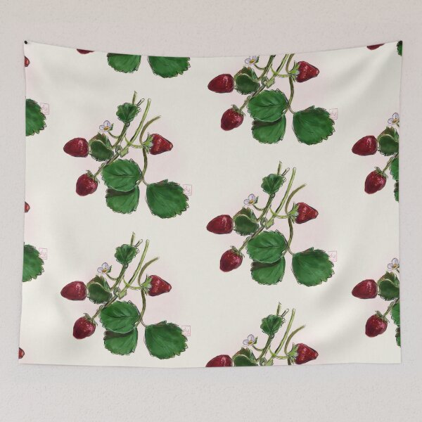 Item preview, strawberry plant in “watercolor” designed and sold by trashcangoddess.