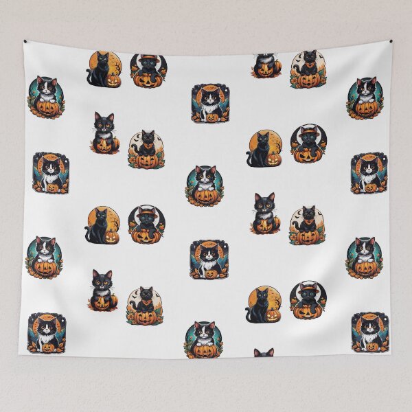 Item preview, Halloween Cats with Pumpkins designed and sold by silviaol.