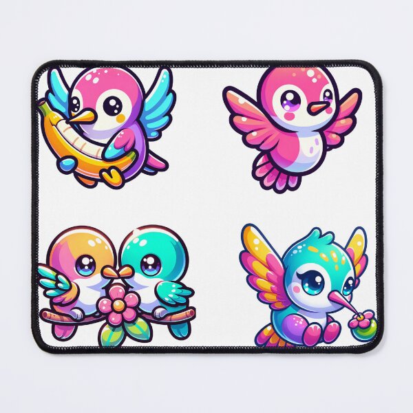Item preview, Kawaii bright colors hummingbirds, banana,and flowers Stickers designed and sold by CRandRRstickers.