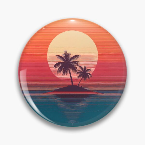 Item preview, Vaporwave nostalgia 80s retro sunset over palm island designed and sold by analogsandpixel.