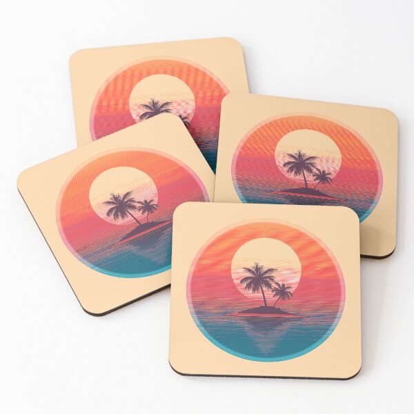 Item preview, Vaporwave nostalgia 80s retro sunset over palm island designed and sold by analogsandpixel.