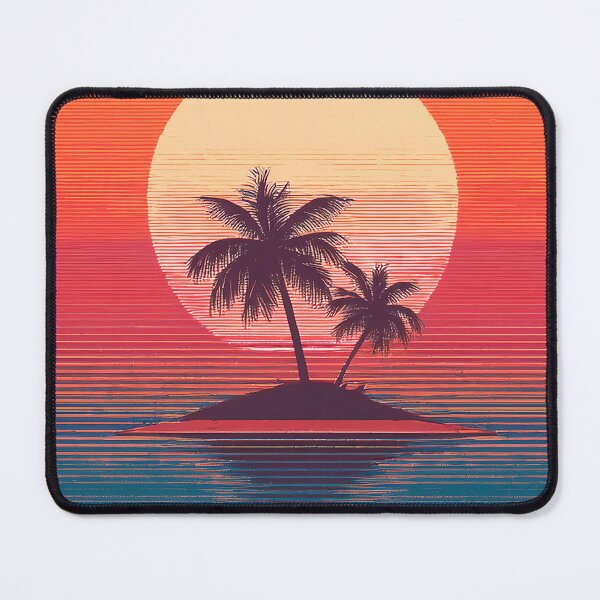 Item preview, Vaporwave nostalgia 80s retro sunset over palm island designed and sold by analogsandpixel.