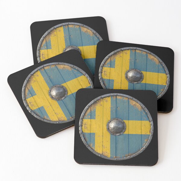 Item preview, Swedish Viking Shield Battle Worn Sweden Flag designed and sold by HolidayT-Shirts.