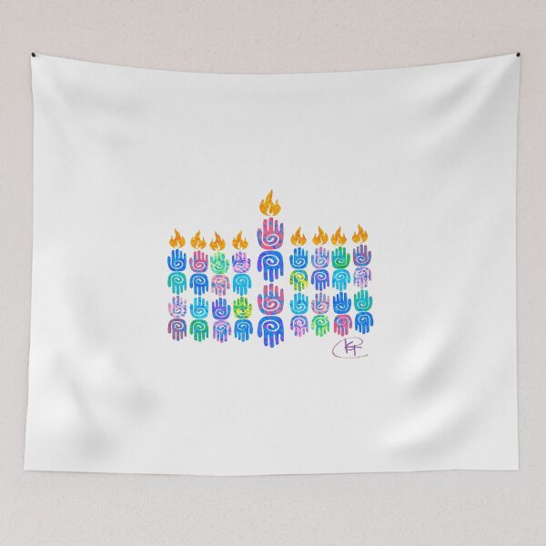Item preview, Swirl Hamsa Menorah Art designed and sold by Kalli Taub Art.