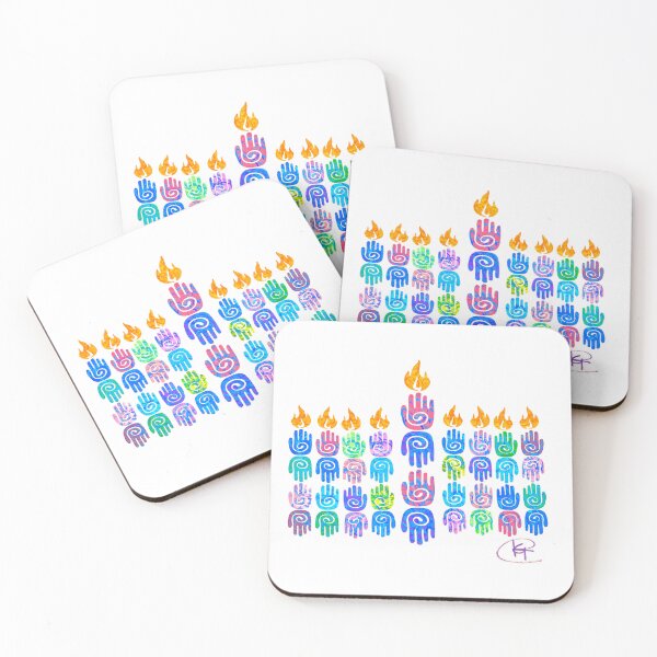Item preview, Swirl Hamsa Menorah Art designed and sold by Kalli Taub Art.