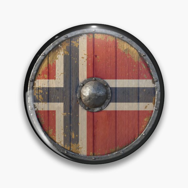 Item preview, Norwegian Viking Shield With Battle Worn Norway Flag designed and sold by HolidayT-Shirts.