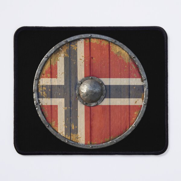 Item preview, Norwegian Viking Shield With Battle Worn Norway Flag designed and sold by HolidayT-Shirts.